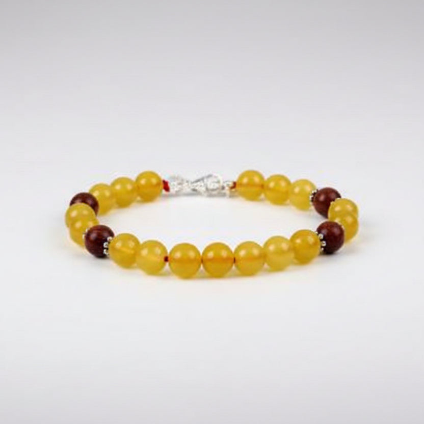 Yellow Jade and Red Sandalwood Bracelet