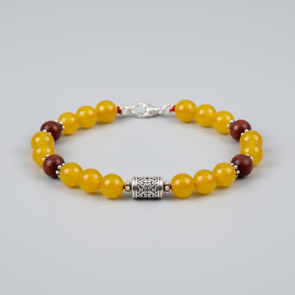 Yellow Jade and Red Sandalwood Bracelet