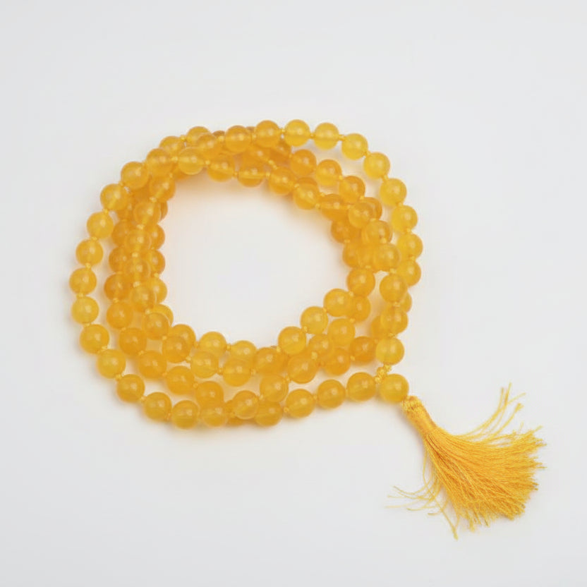 Yellow Jade Mala (8 mm)-108 Beads