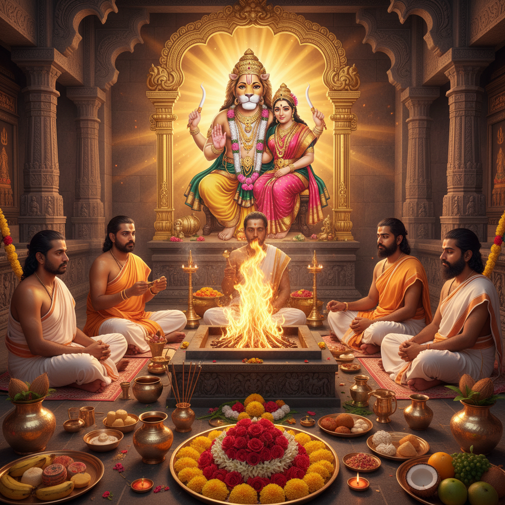 Lakshmi Narasimha Swamy Pooja Vidhanam and Homam-21000 Chants