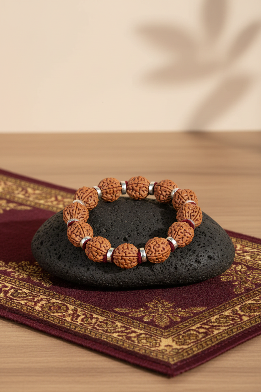 Mani Monk Moon Blessing 2 Mukhi Bracelet with Silver Caps