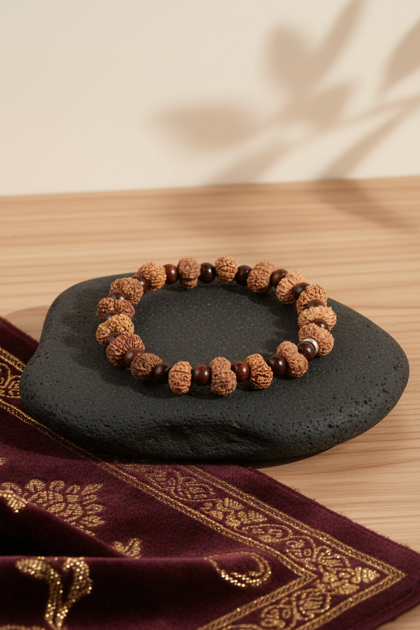 13 Mukhi & Red Sandalwood Bracelet – 8-10mm | 16-20 Beads