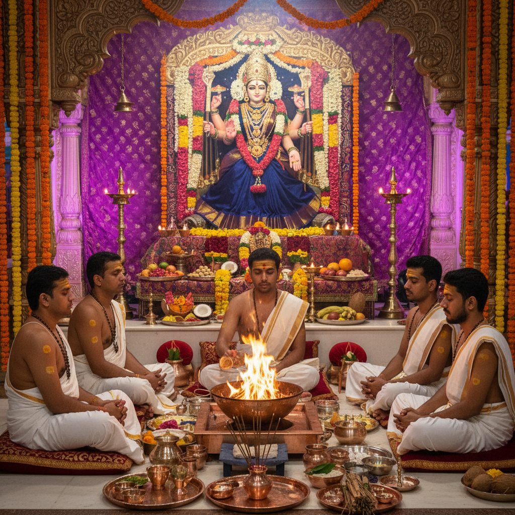 lord Devi Tara Puja and Yagna in bg, 5 pandits , square img