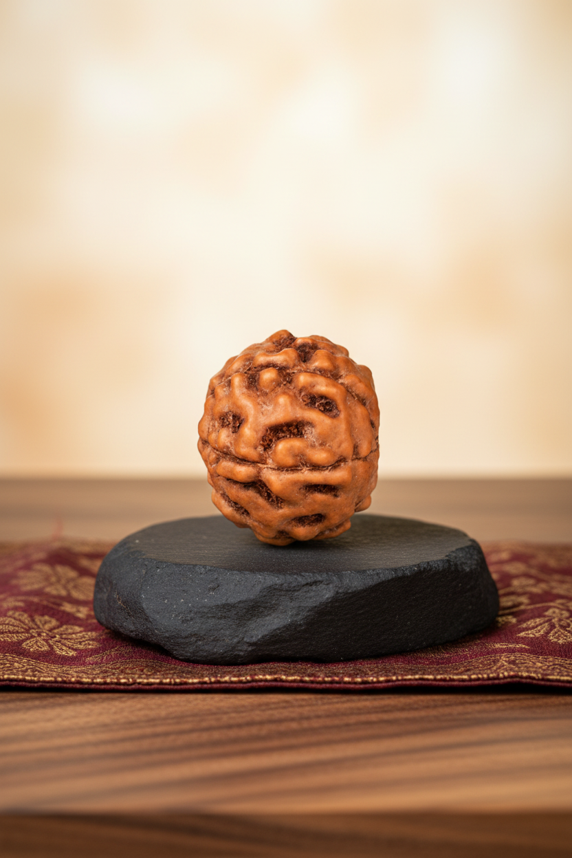 Luxury Rudraksha Product Photography – Matte Black Stone Edition