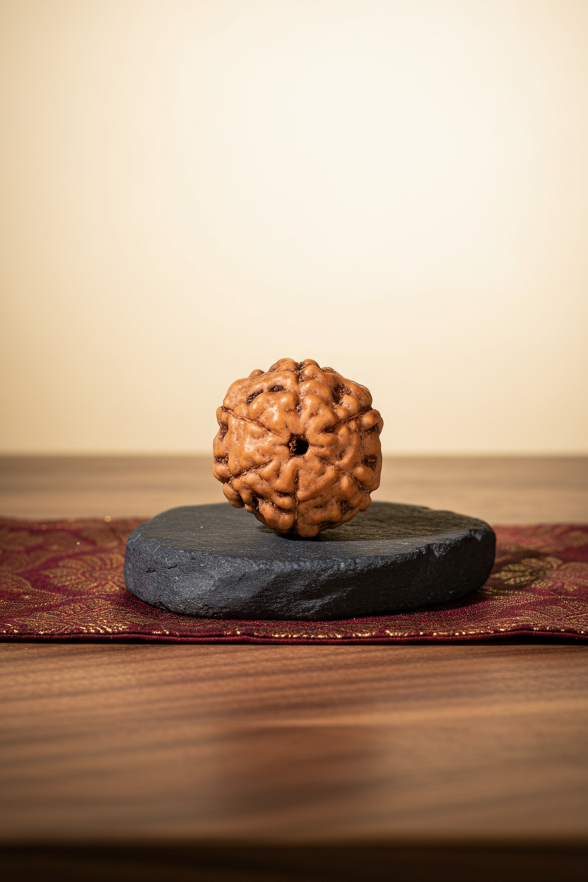 Luxury Rudraksha Product Photography – Matte Black Stone Edition