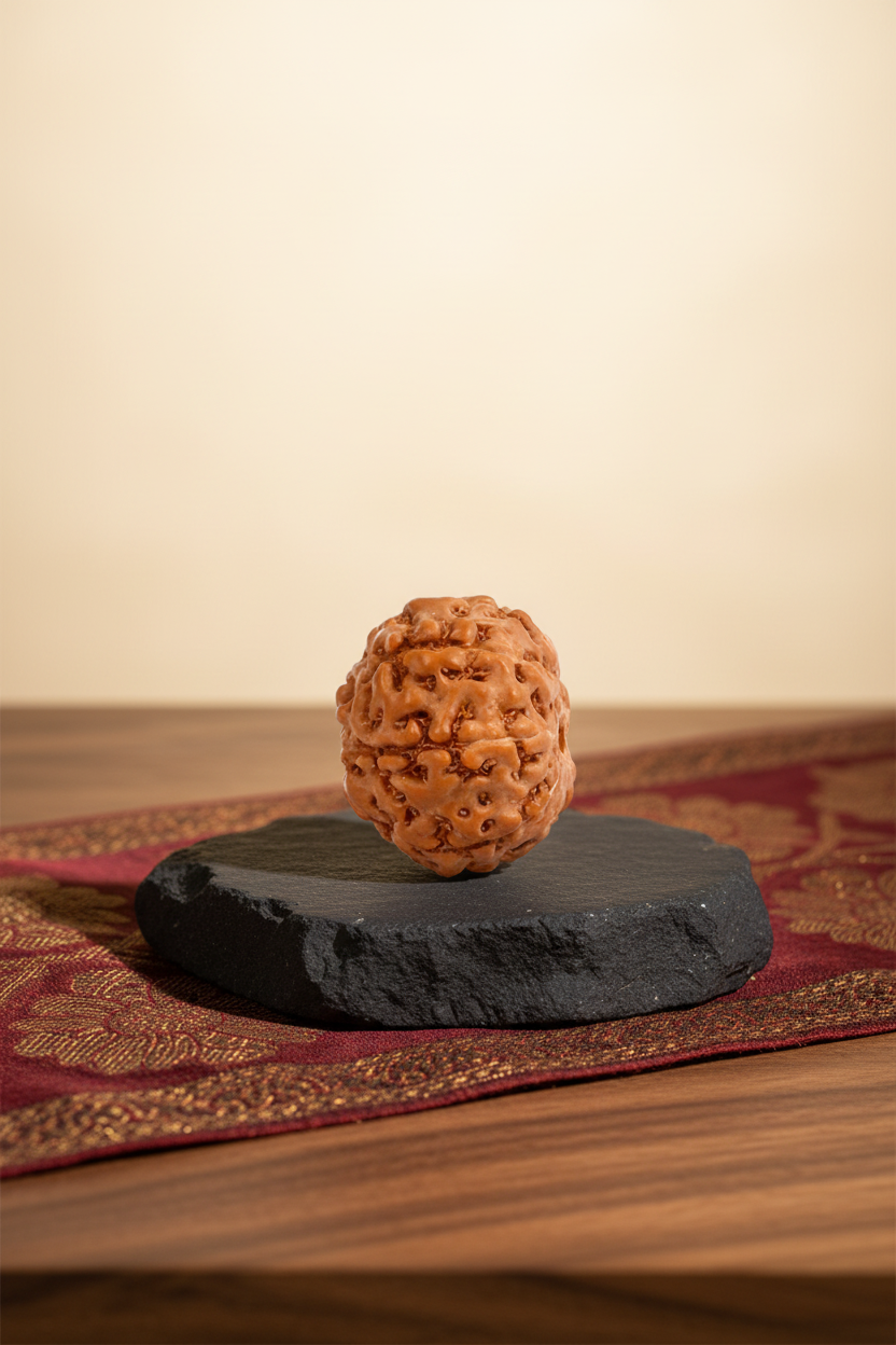 Luxury Rudraksha Product Photography – Matte Black Stone Edition