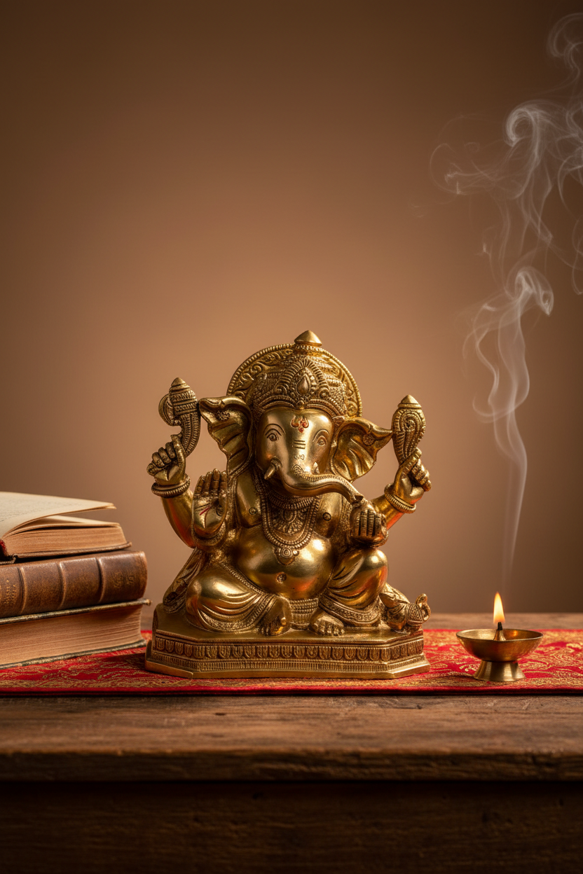 Majestic Ganesha Brass Murti | Premium Handcrafted Sacred Idol - ManiMonk