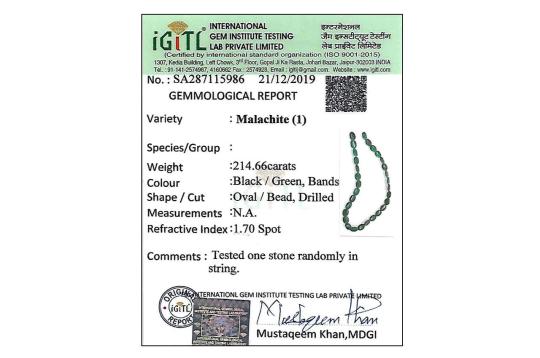 Malachite Oval Mala (8 mm to 10 mm)