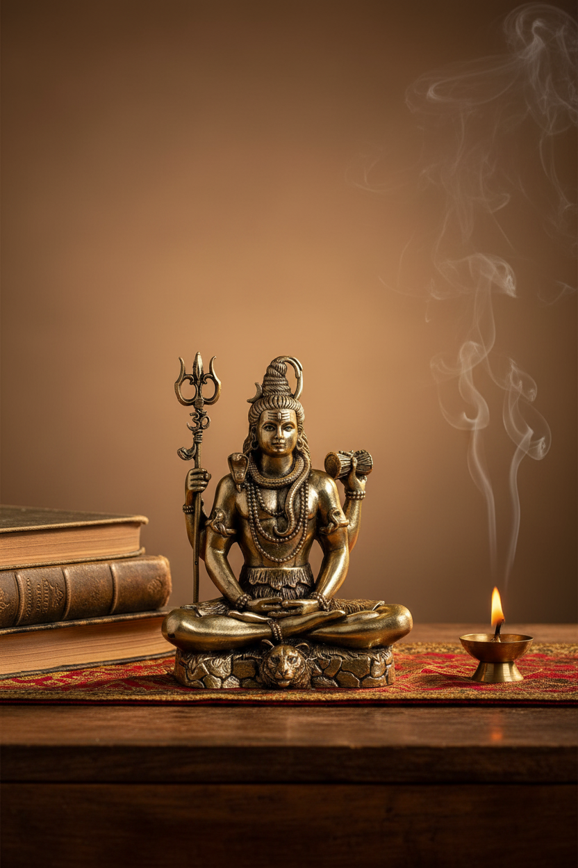 Meditating Shiva 4-Inch Idol - Premium Studio Scene