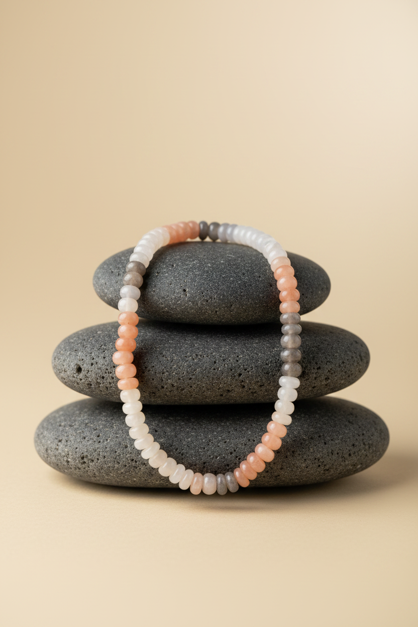 Natural Multicolour Moonstone Button Bead Necklace – 10 mm Gemstone