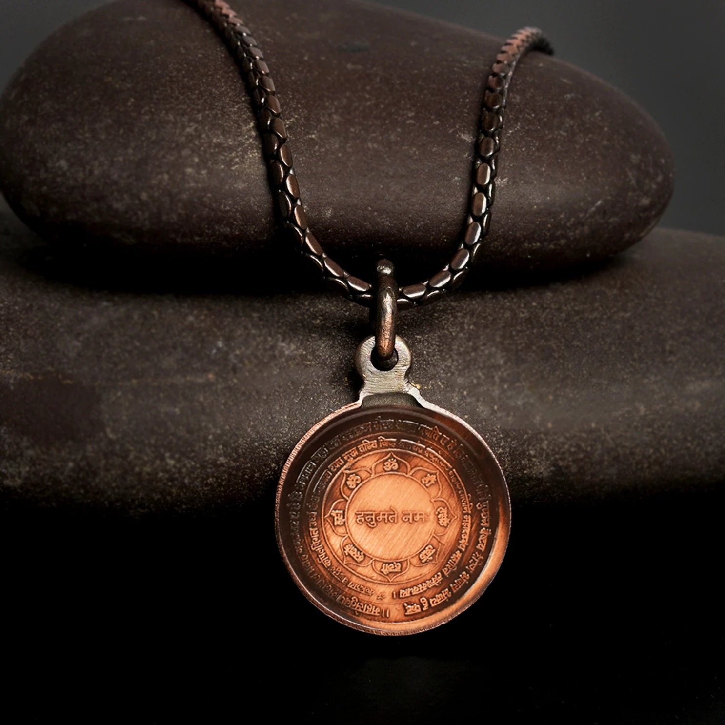 Panchmukhi Hanuman Yantra Locket Copper-Small-With Copper Chain
