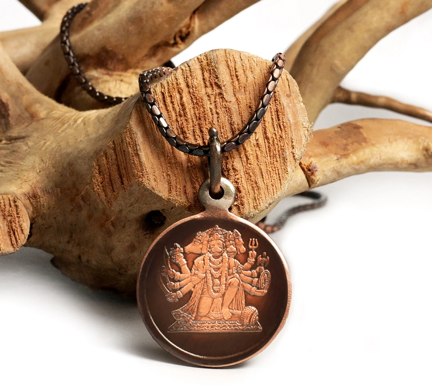 Panchmukhi Hanuman Yantra Locket Copper-Small-With Copper Chain