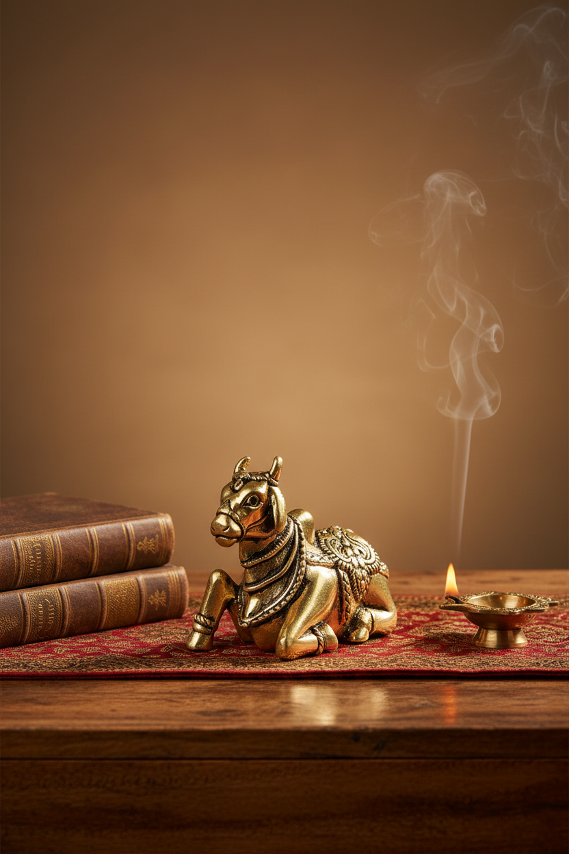 Nandi Shiva Vahan Ashtadhatu Idol Medium - Premium Spiritual Product Photography