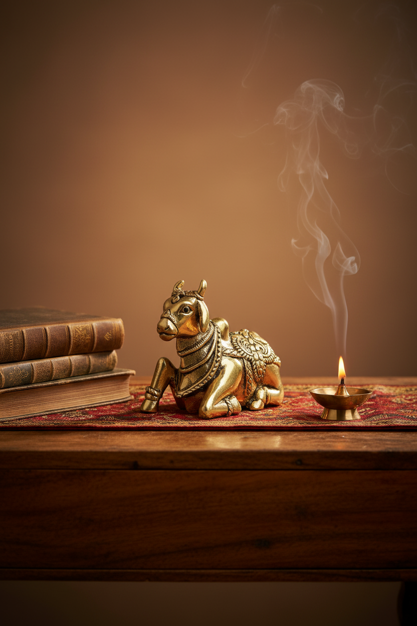 Nandi Shiva Vahan Ashtadhatu Idol Small - Premium Spiritual Product Photography