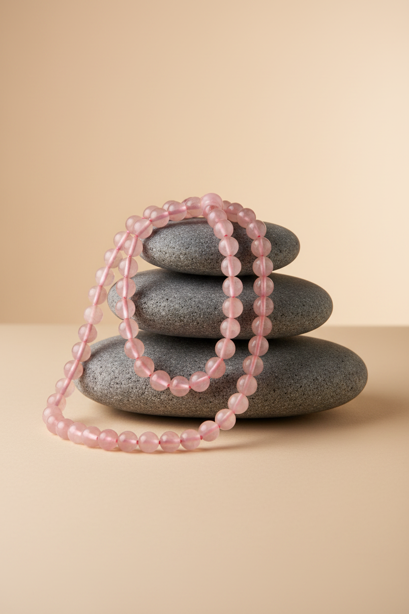 Natural Rose Quartz Round Mala (10 mm) — 108+1 Beads Gemstone