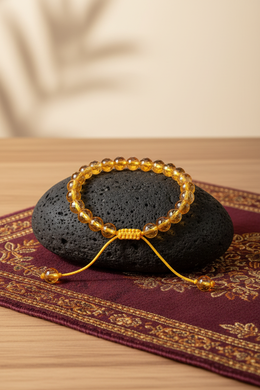 Natural Yellow Citrine Faceted Adjustable Bracelet | 8mm Gemstone Bracelet