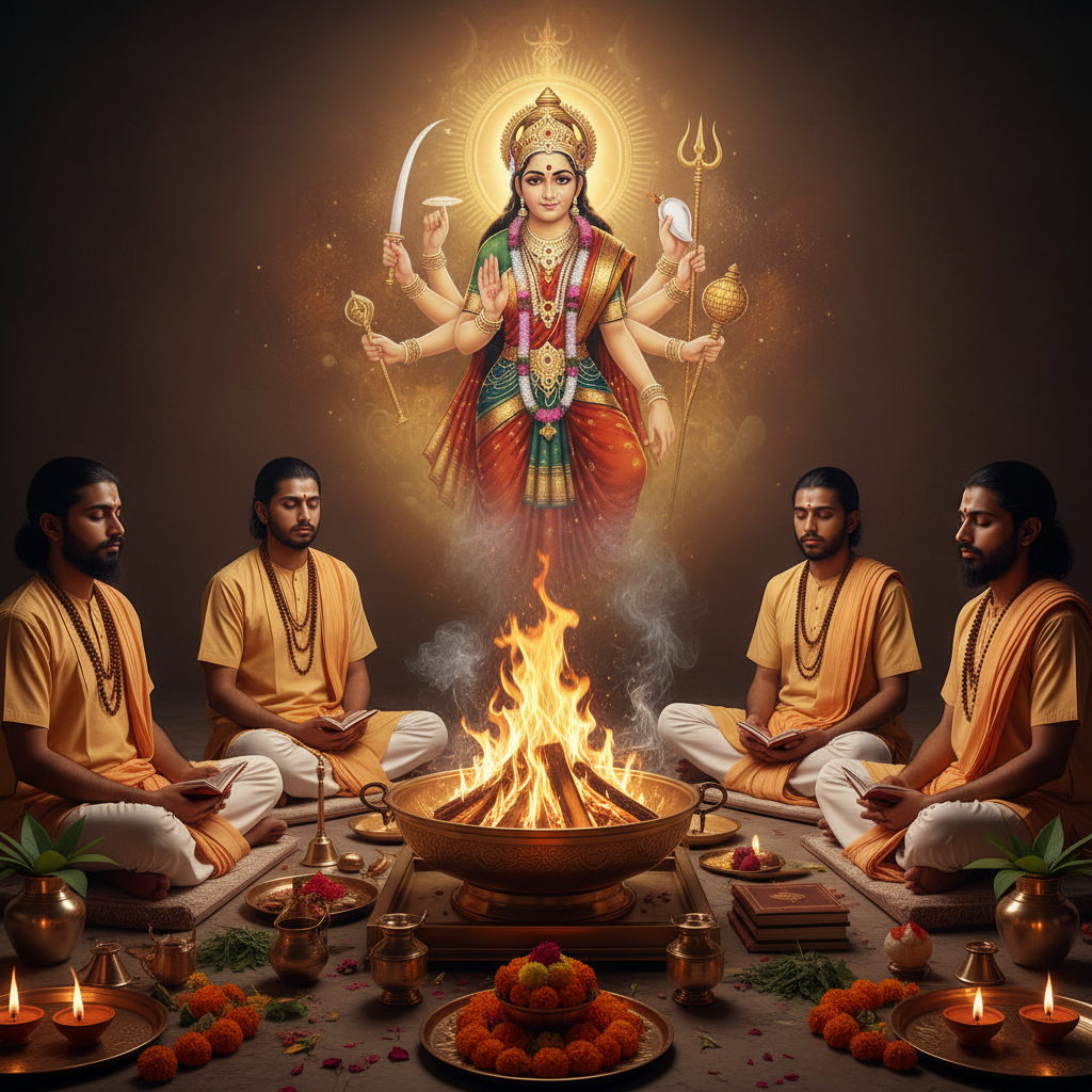 Navchandi Puja Paath and Yagna-Samputith Vidhi (1 day)