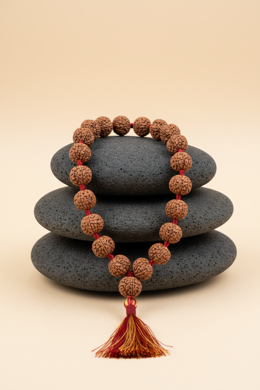5 Mukhi Nepal Rudraksha Beads Mala - 15 mm