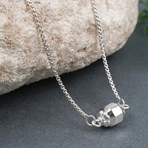 Ashtakon Parad Gutika Pendent with Silver Caps & Silver Box Chain-12 mm