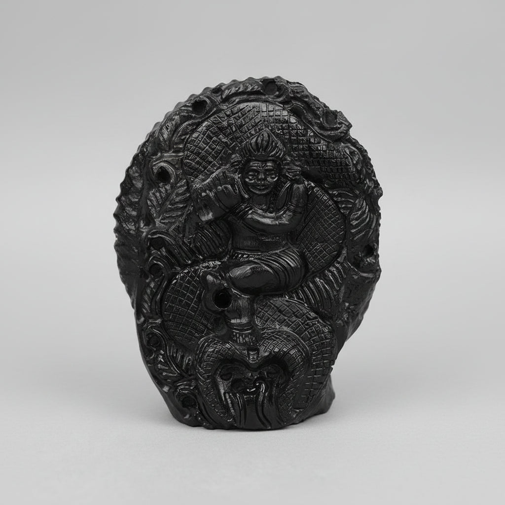 Lord Krishna on Kaliya Naag Shaligram Murti