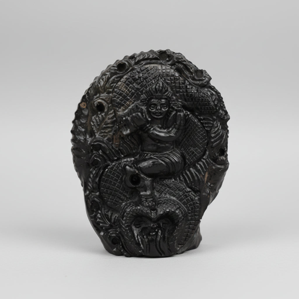 Lord Krishna on Kaliya Naag Shaligram Murti