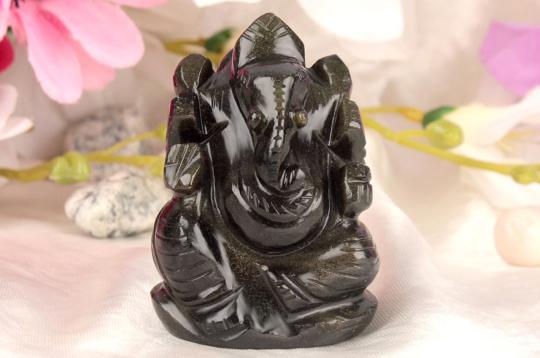 Obsidian Ganesha Idol - 113 gms
