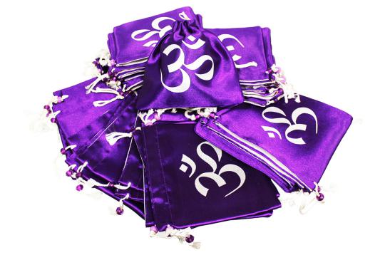 Om Satin Pouches Set of 20-Light Purple
