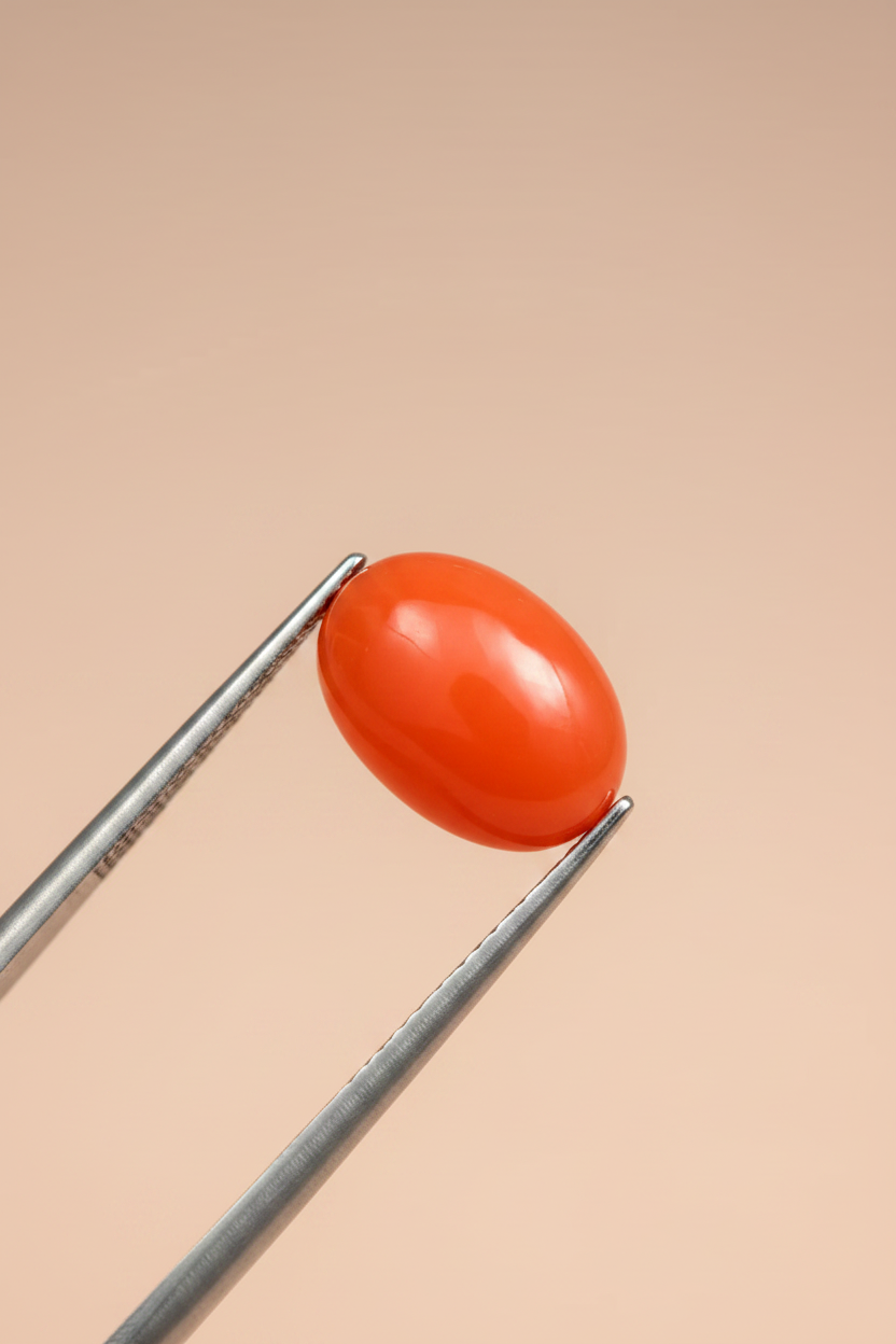 Orange Coral Gemstone Extreme Macro Tweezer Shot