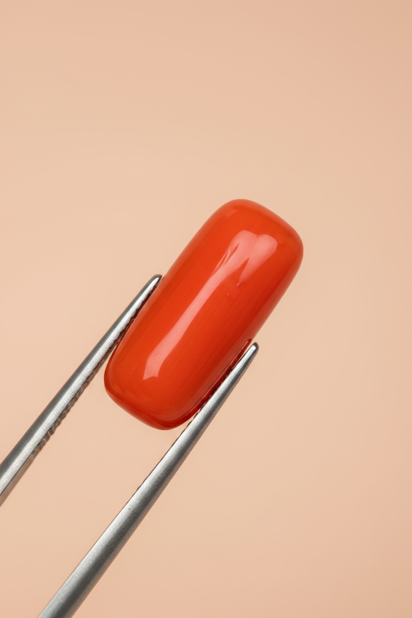 Orange Red Coral Bar Gemstone Extreme Macro Tweezer Shot