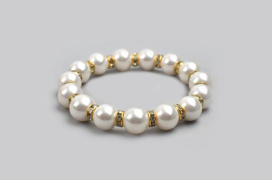 Pearl (Moti) Gold Polish Chakri Bracelet-8 mm