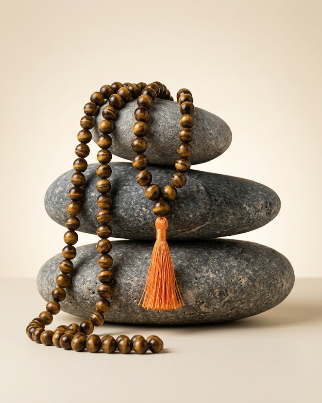 Natural Tiger Eye Round Mala | 108+1 Beads | 8 mm Gemstone