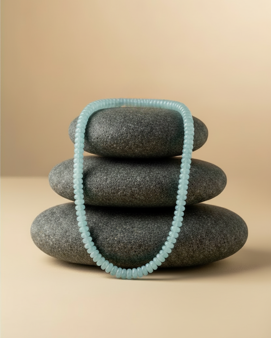 Natural Blue Topaz Faceted Button Bead Necklace — Gemstone