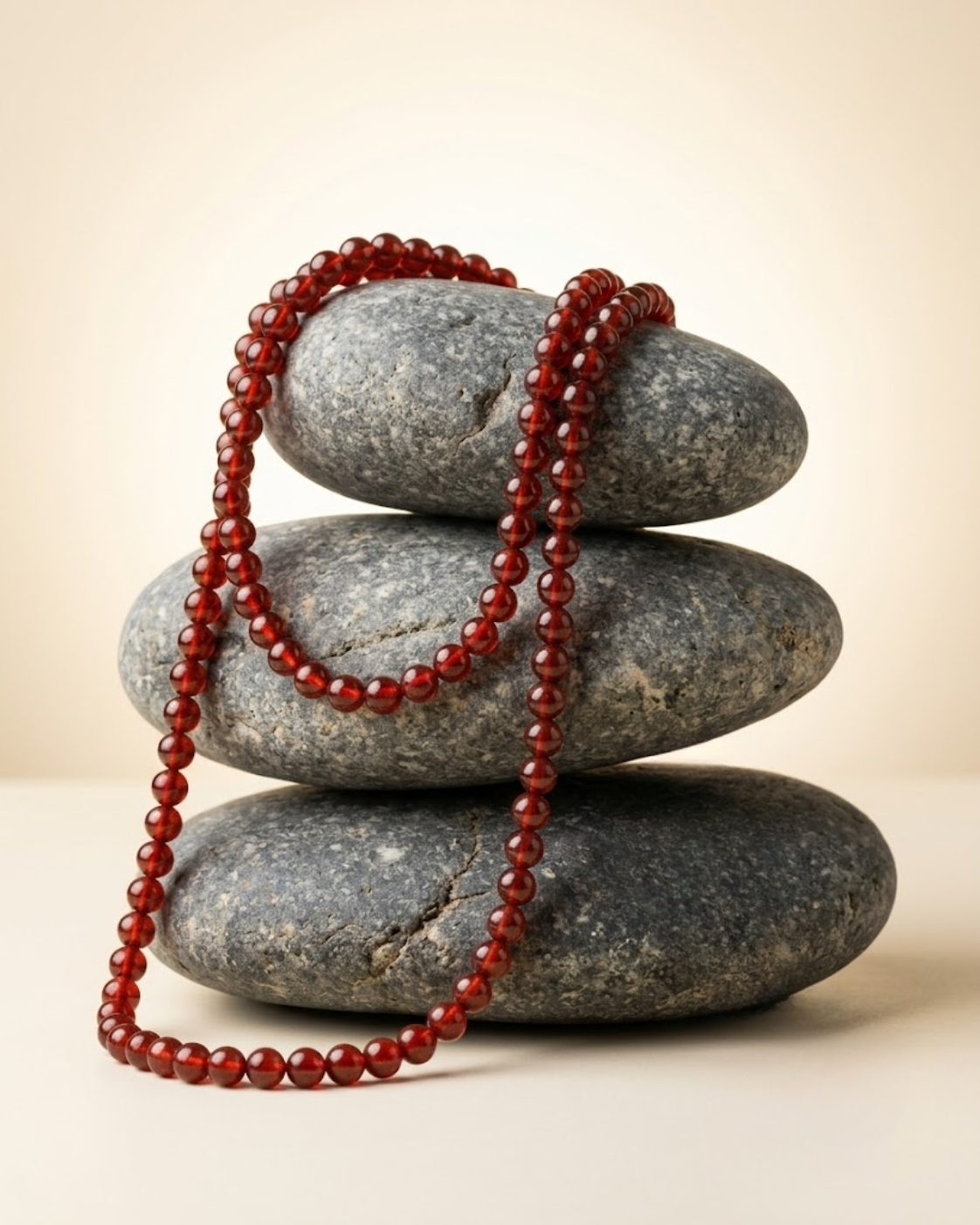 Natural Gomed (Hessonite Garnet) Round Bead Mala – 5mm | 109 Beads