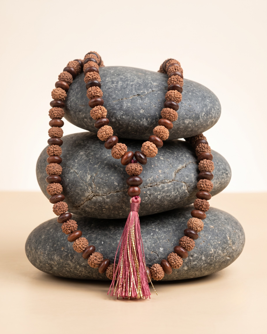 10 Mukhi Krishna Mala from Java with Red Sandalwood Beads