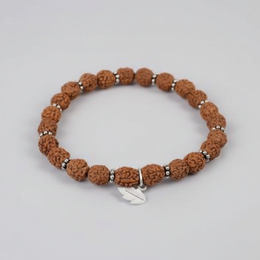Rare 4 Mukhi Semi Chikna Bracelet (8mm)-Silver Caps
