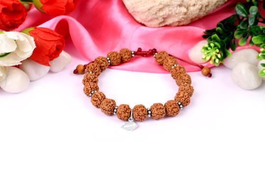 Rare 5 Mukhi Semi Chikna Bracelet (11 mm)-Silver Balls