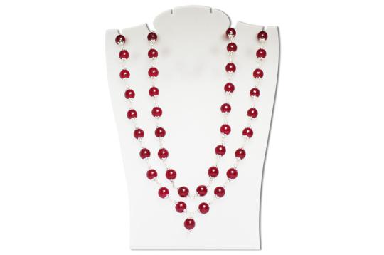 Red Agate Mala in Pure Silver Flower Caps