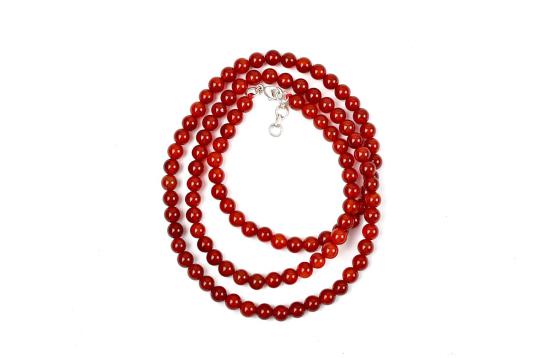 Red Carnelian Round Mala (7 mm)-108+1 Beads