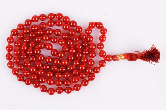 Red Carnelian Round Mala (7 mm)-108+1 Beads