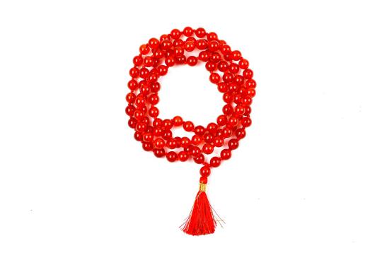 Red Carnelian Round Mala (8 mm)-108+1 Beads