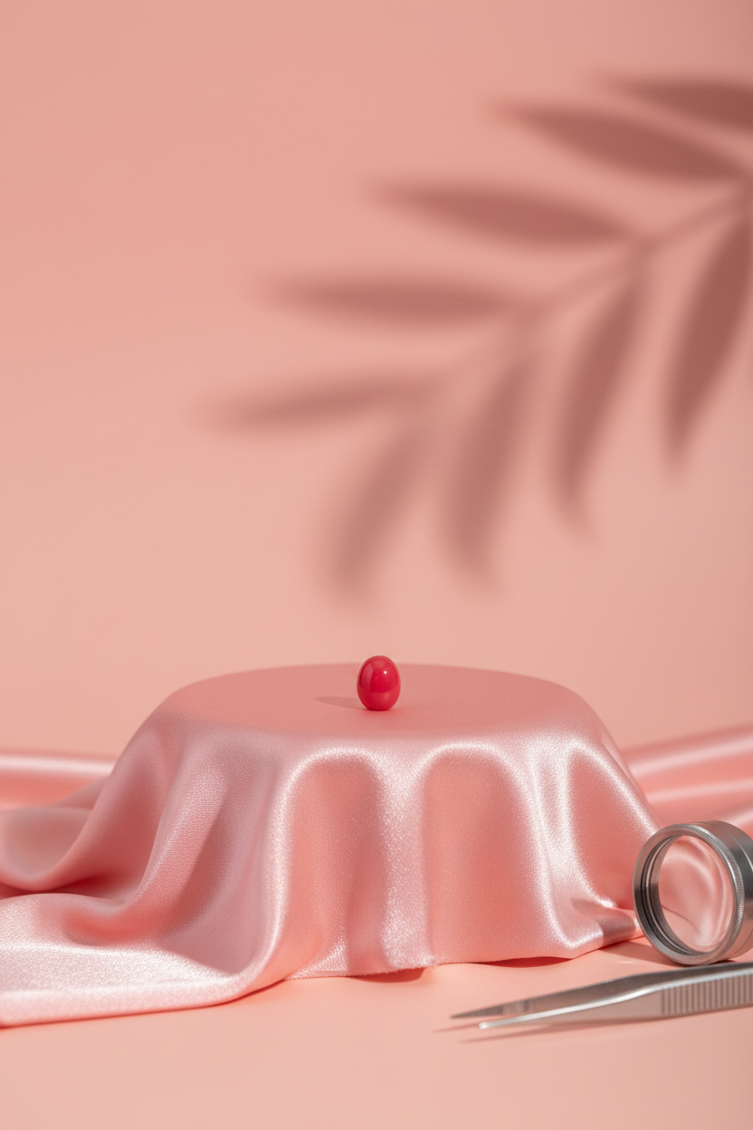 Red Coral Gemstone Luxury Satin Pedestal