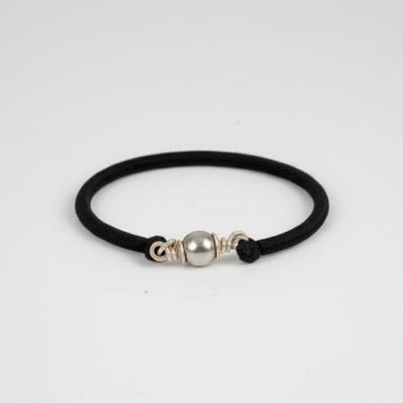 Round shape Parad Gutika bracelet with silver capping-16 mm
