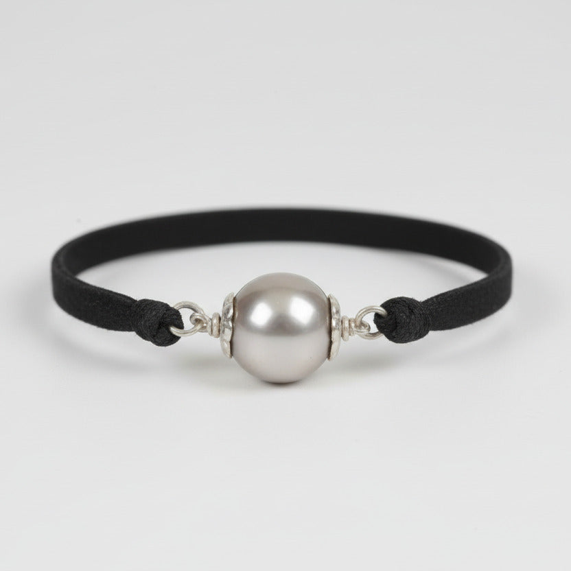 Round shape Parad Gutika bracelet with silver capping-11 mm