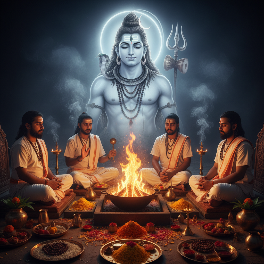 Rudrabhishekam on Monthly Shivratris Night Puja-51000 Chants