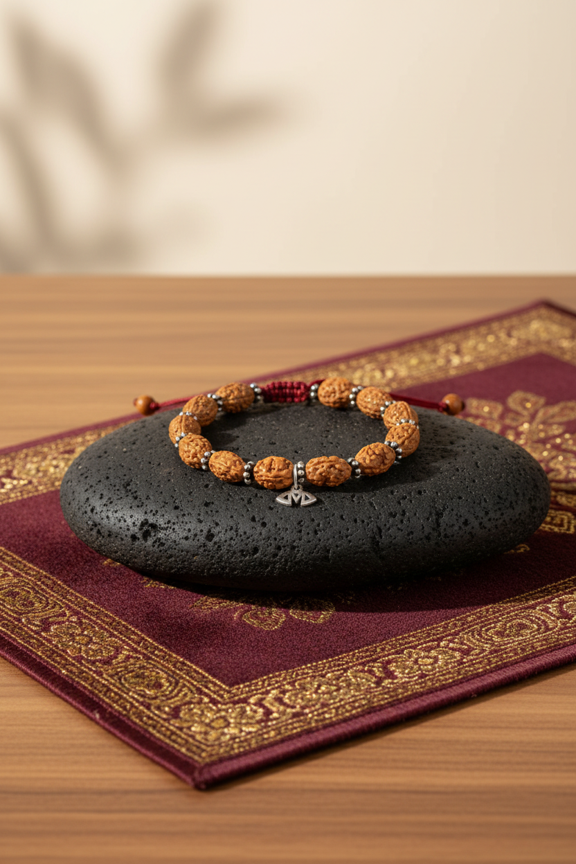 Mani Monk Moon Chakra 2 Mukhi Bracelet with Silver Chakri – Adjustable Thread