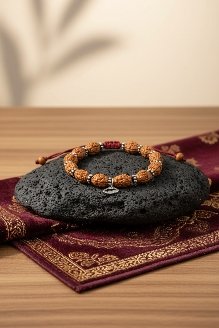 Mani Monk Moon Chakra 2 Mukhi Bracelet with Silver Chakri – Elastic Style