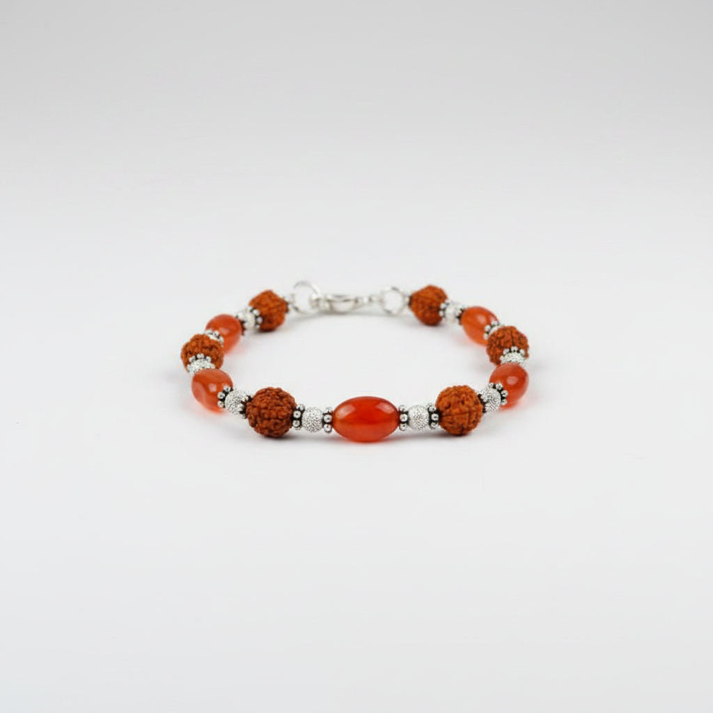 Rudraksha and Red Carnelian Bracelet