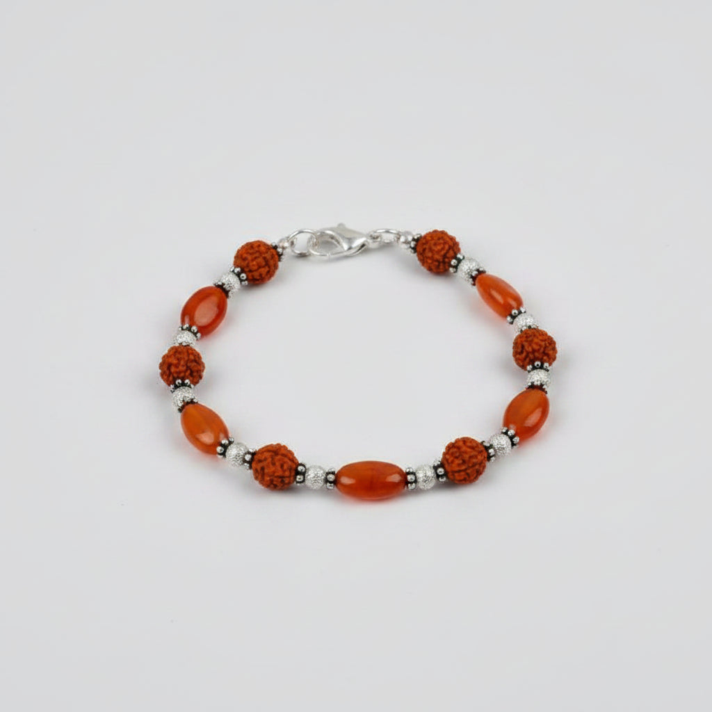 Rudraksha and Red Carnelian Bracelet