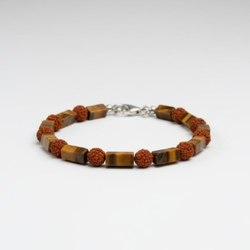 Rudraksha and Tiger Eye Bracelet (Design II)