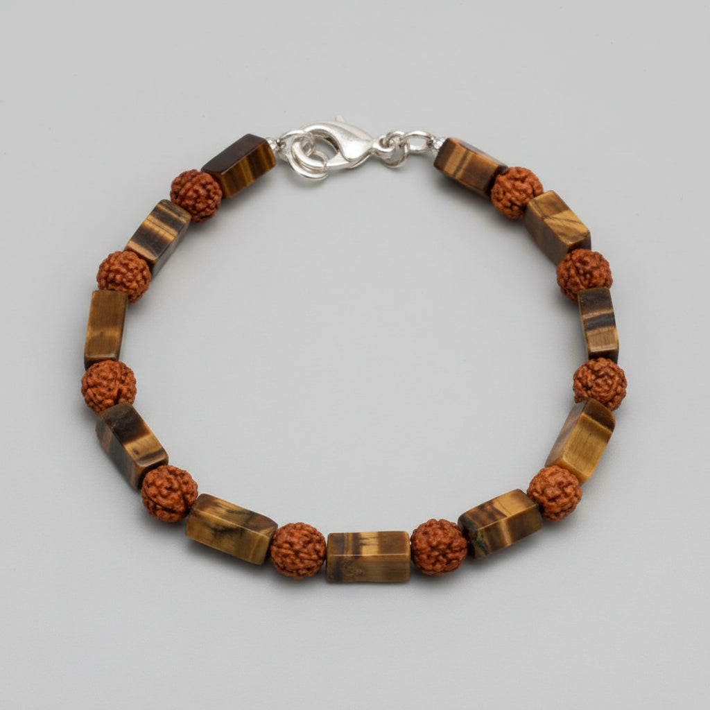 Rudraksha and Tiger Eye Bracelet (Design II)